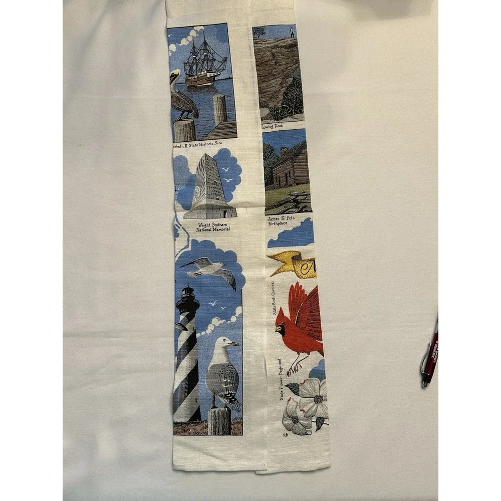 VTG  Linen Souvenir North Carolina Kitchen Dish Tea Towel‎ 26x16 NWT Stevens
